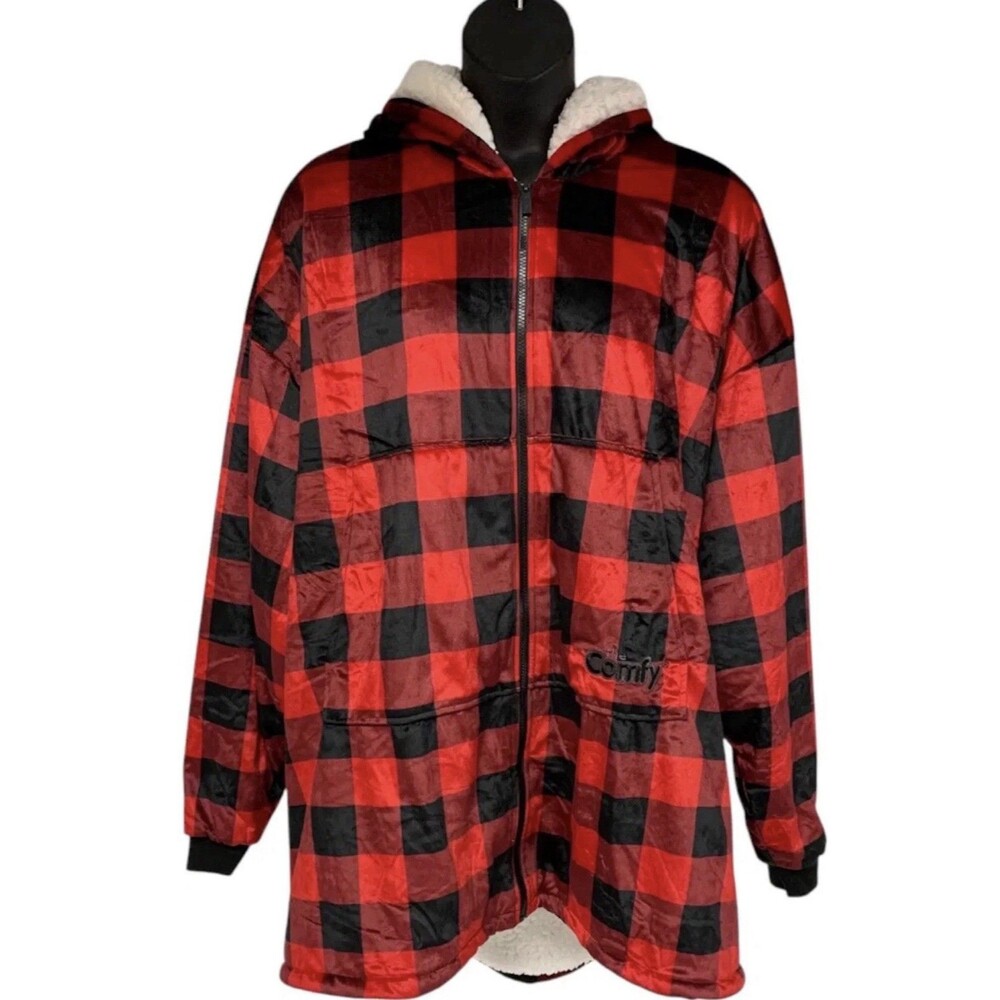 The Comfy Original Full Zip Wearable Blanket Buffalo Plaid, One Size - Picture 2 of 13